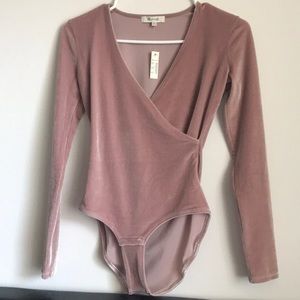 Madewell pink velvet top